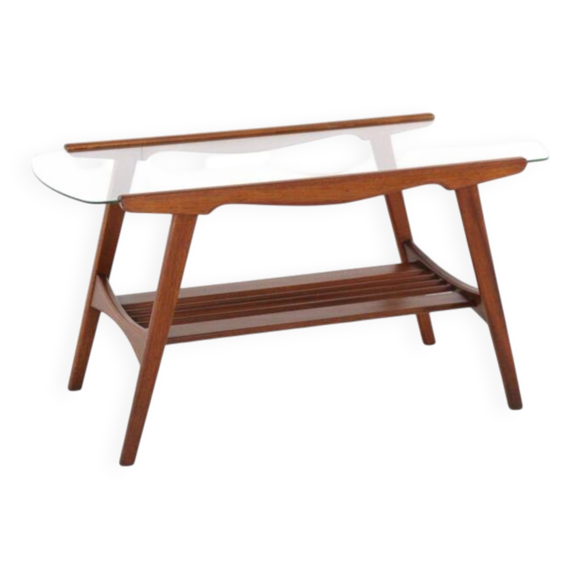 Coffee Table with Glass and Magazine Holder - mid century dutch design