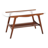 Coffee Table with Glass and Magazine Holder - mid century dutch design