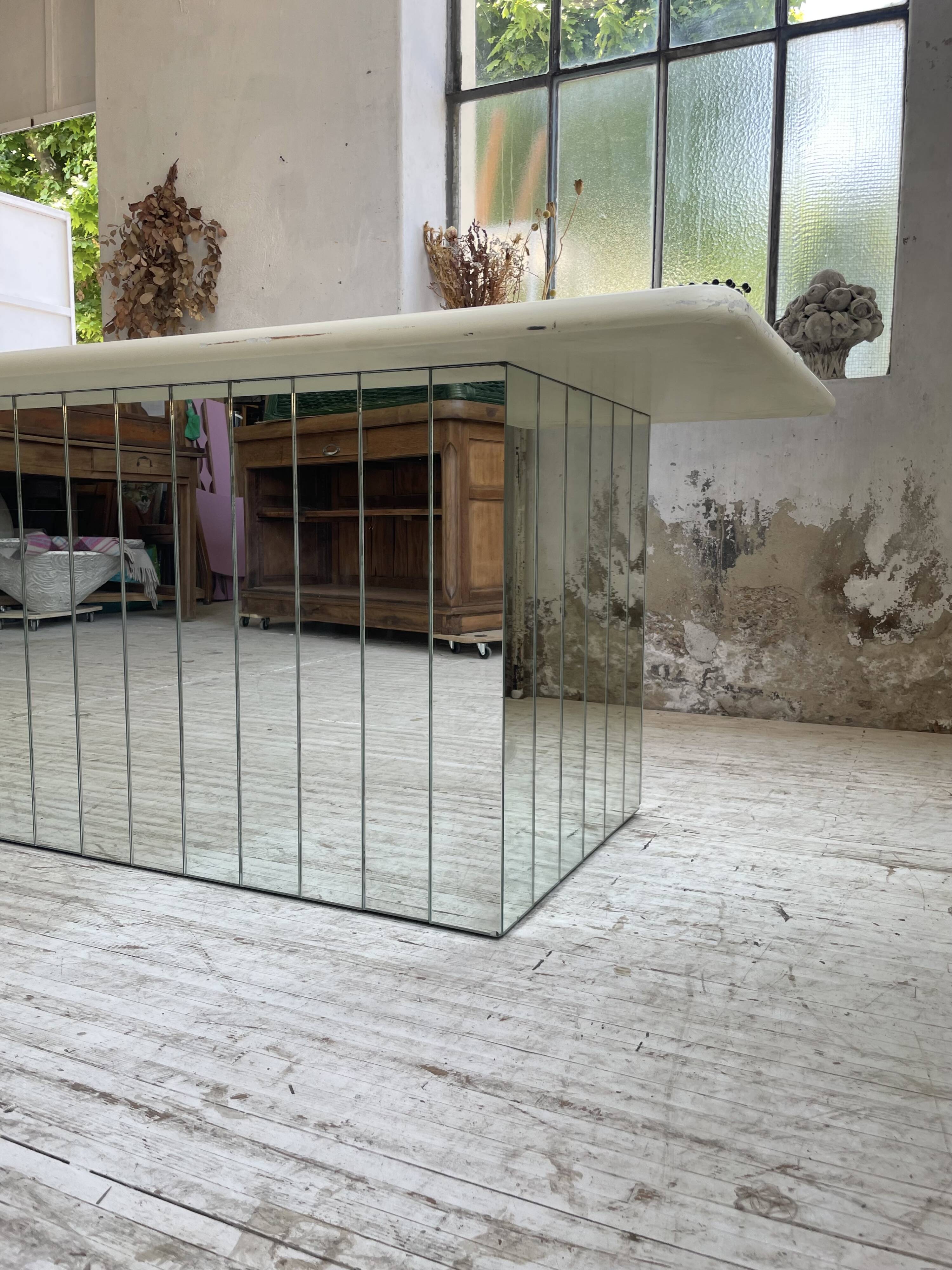 80s lacquered desk and mirror