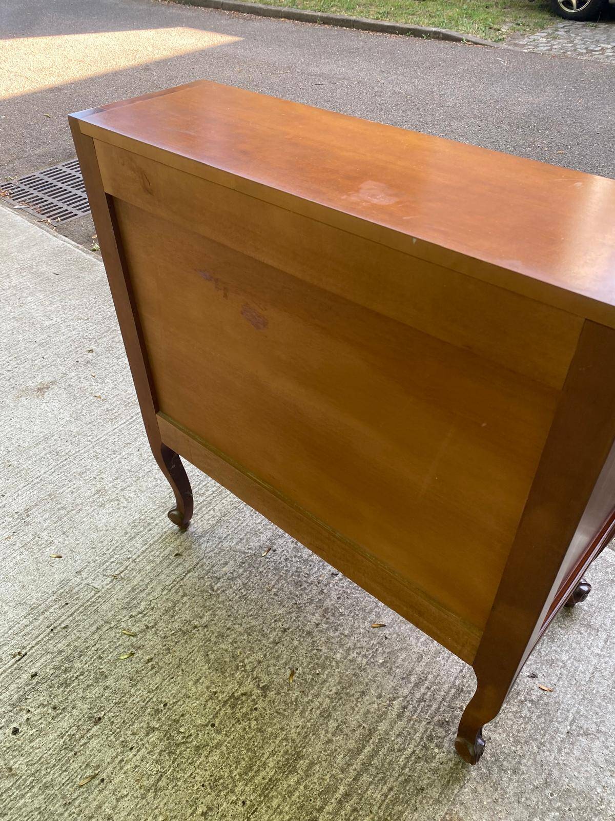 Louis XV solid wood and green leather writing desk secretary, 1950.