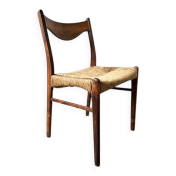 GS60 chair in exotic wood and straw, Arne Wahl Iversen, 1960s
