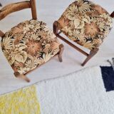 Antique wooden bistro chairs - floral seat