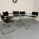 Lot of 5 tubular metal leather chairs designed by Mart Stam, Bauhaus, 1970s.
