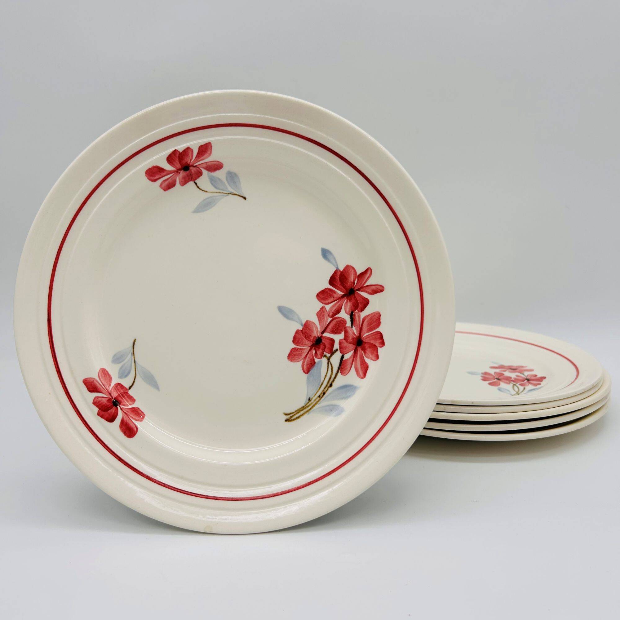 6 vintage flat plates. Ironstone.