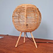 Lampe tripode vintage en corde, années 60