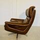 Vintage Danish mid-century leather swivel egg chair by Bramin 1970s