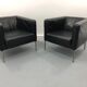 Fauteuils cuir noir années 1980