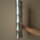Vase bambou fonte d'aluminium vintage années 70 80 design contemporain métal argenté inox alu