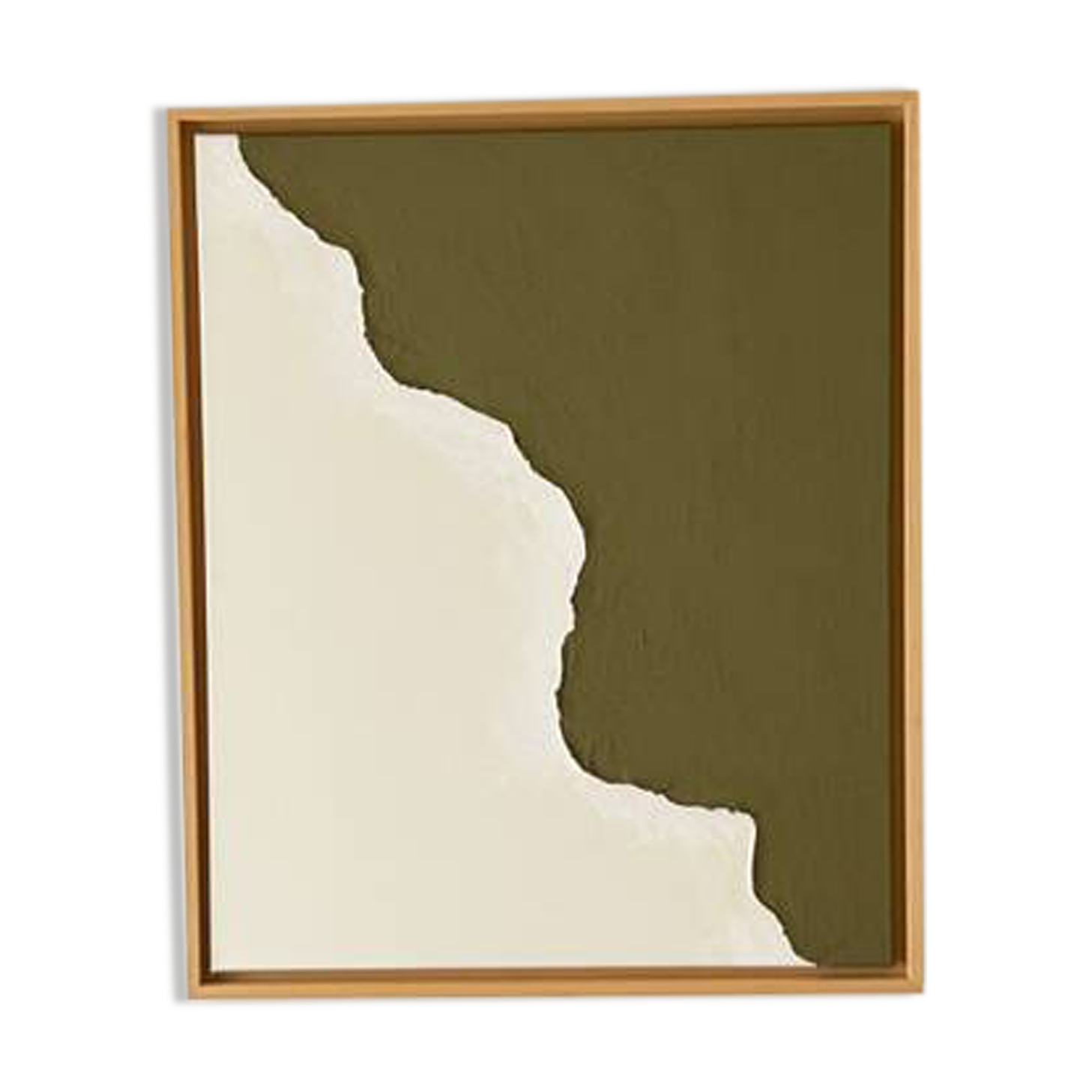 Tableau relief vert kaki et crème