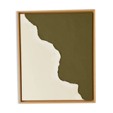 Tableau relief vert kaki et crème