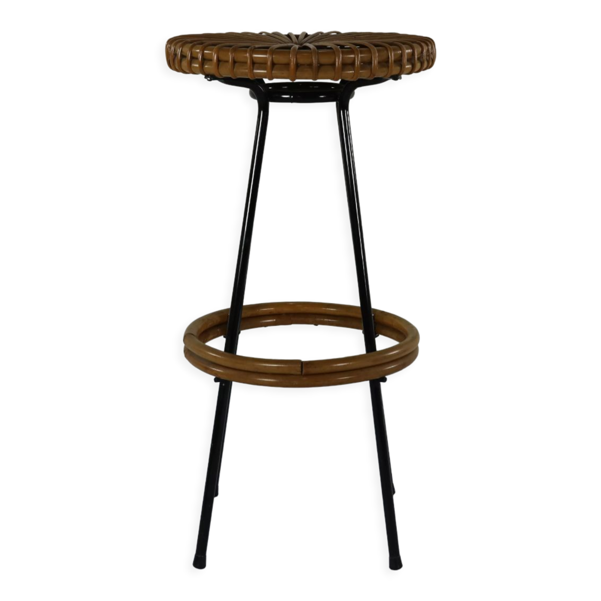 Original sixties rattan bar stool by Rohé Noordwolde Holland