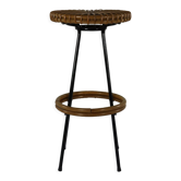 Tabouret de bar en rotin original sixties par Rohé Noordwolde Holland