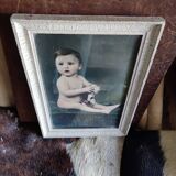 Cadre photo ancienne colorisée enfant, 1930