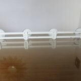 Wall coat rack with 4 hooks in white lacquered metal 1970
