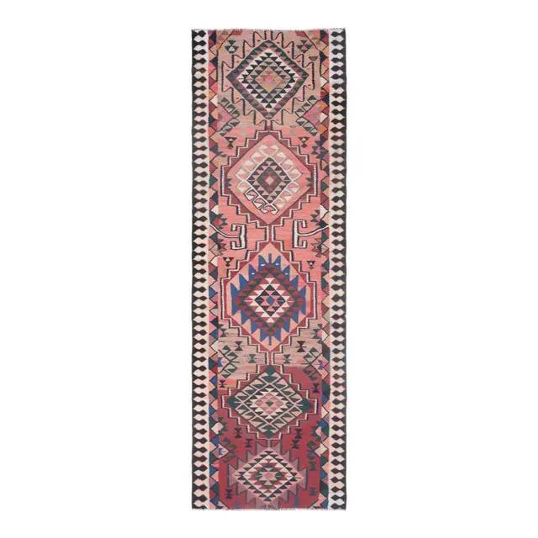 1970s Turkish Oushak Handmade Wool Cotton Orange Runner Rug 93x305