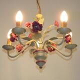 Lustre en métal à décor floral, France