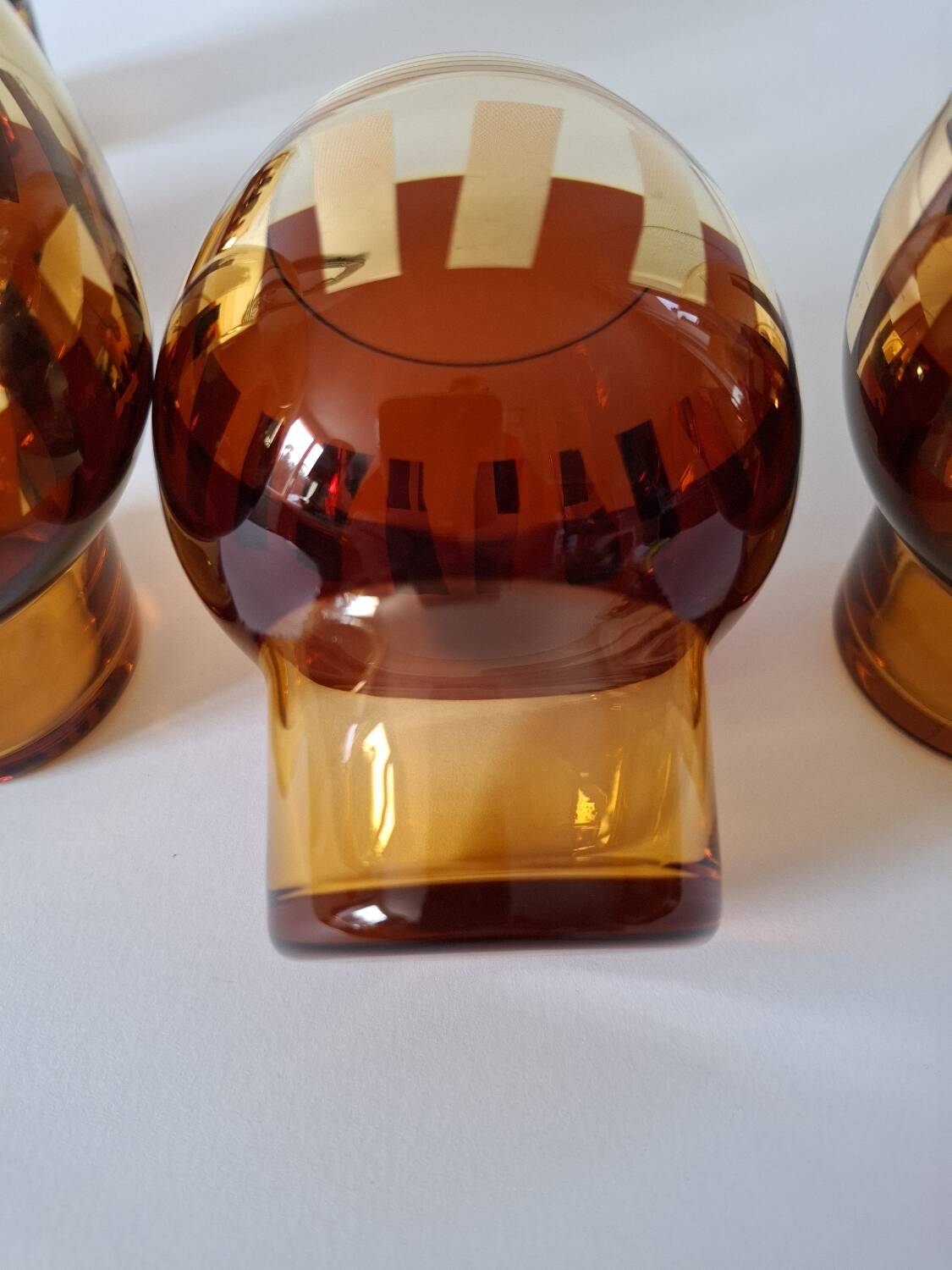 Carafe and its amber/golden glasses from the 70s.