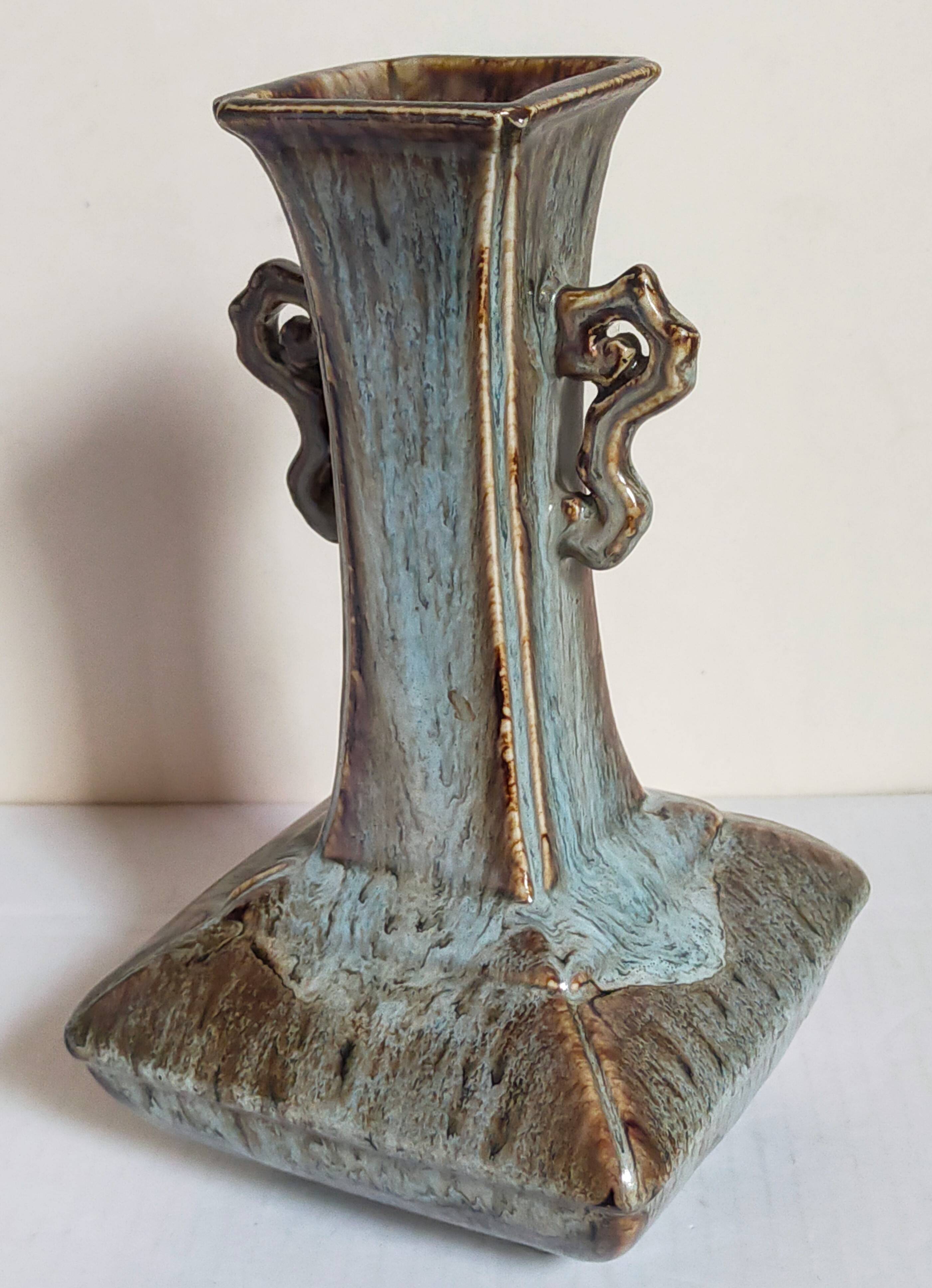 Chinese bottle soliflore vase with flambé enamel