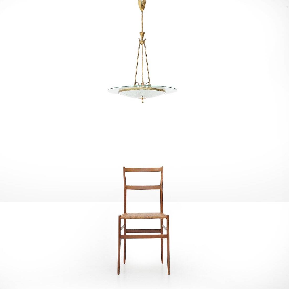 Brass and glass chandelier, 1950s