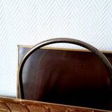 English magazine rack in embossed brass 1960