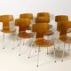 8x Teak T-chairs by Arne Jacobsen, Fritz Hansen, 1980s