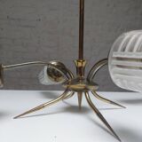 1960s brass 4-arm spider chandelier