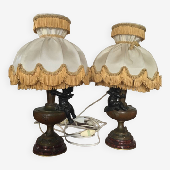 Pair of Auguste Moreau bedside lamps