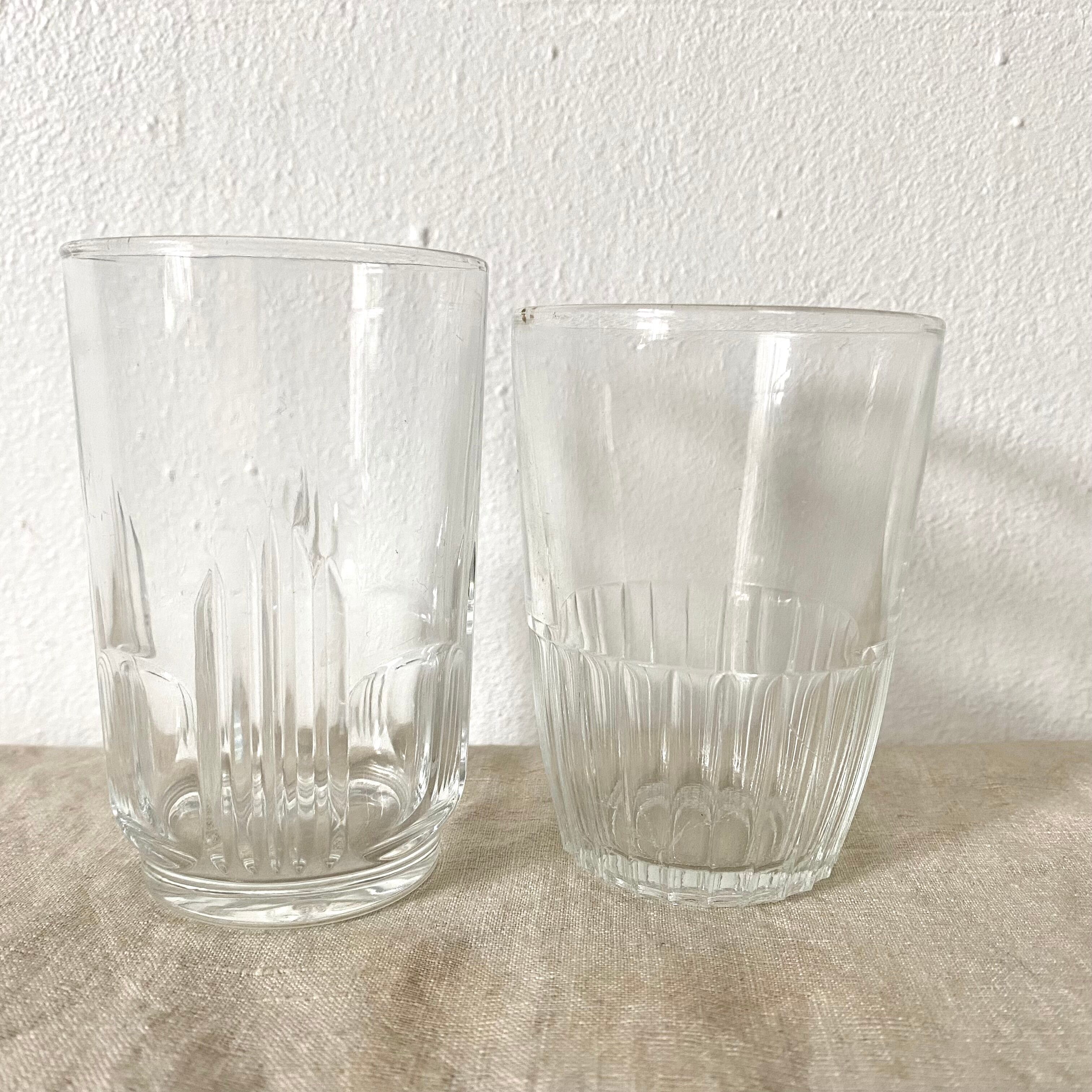 Mismatched vintage water glasses