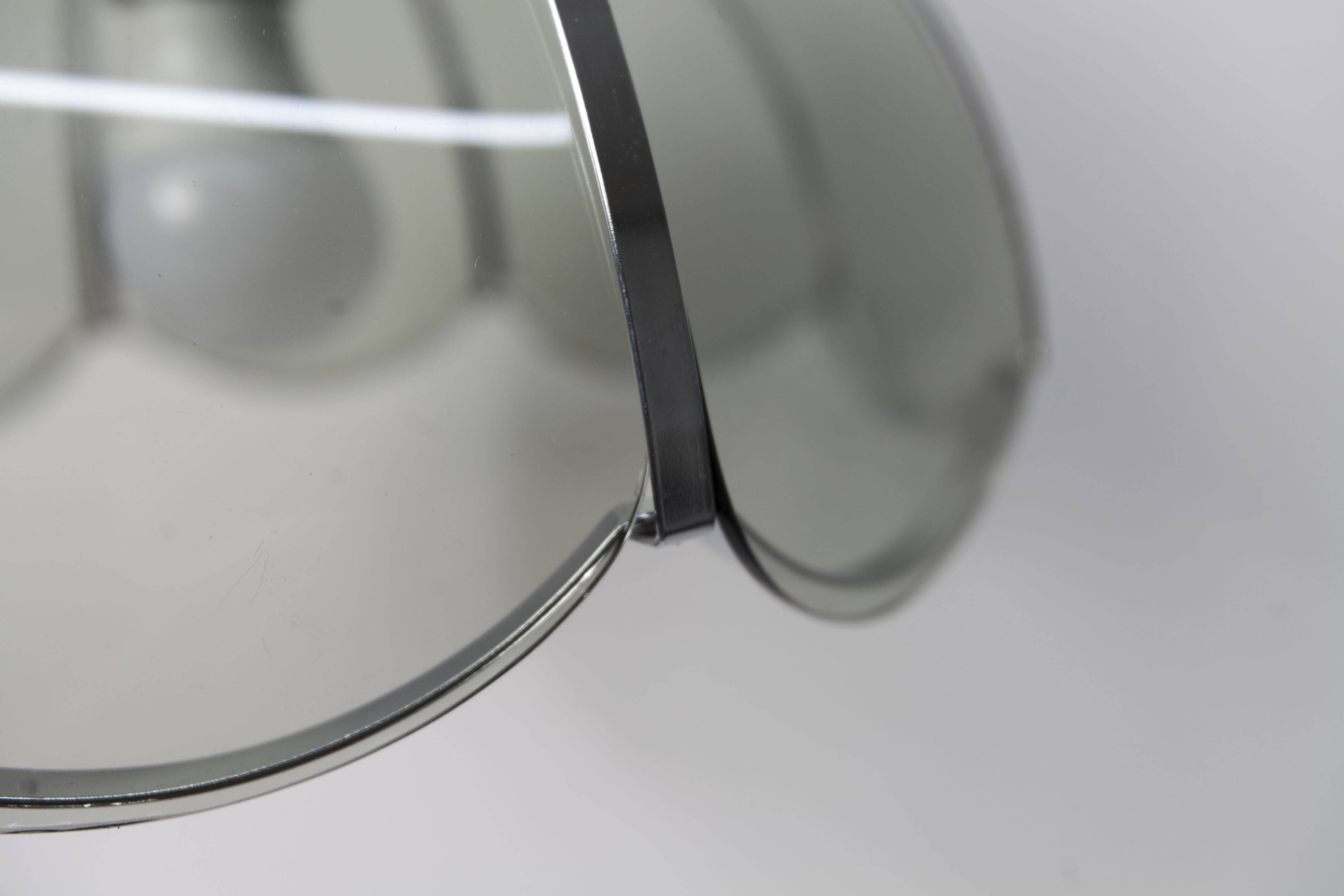 Floral suspension in chromed metal and grayed glass 1970