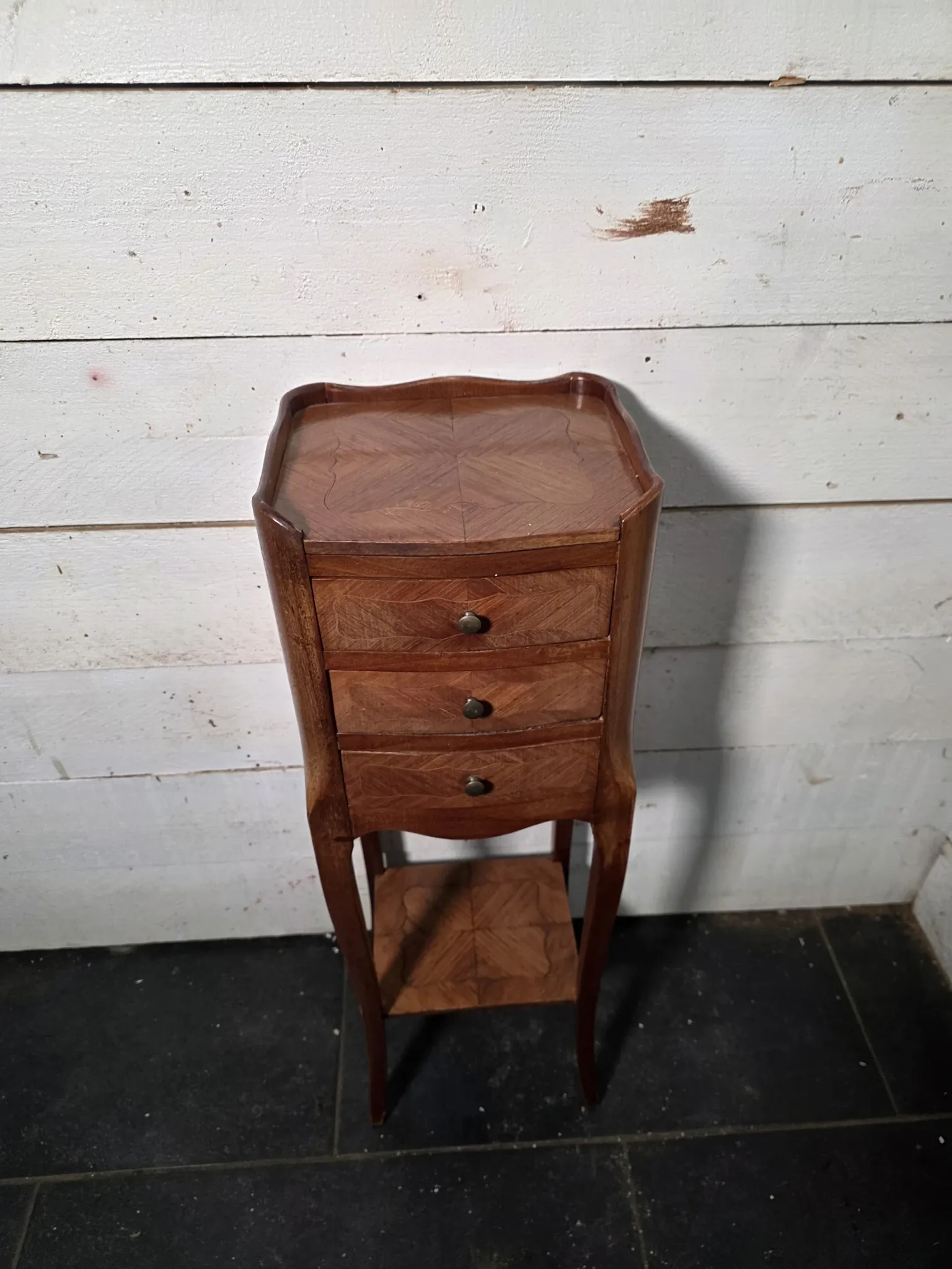 Louis XV style bedside table in marquetry