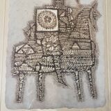 Lithograph Max Papart of the seventies theme of the rider