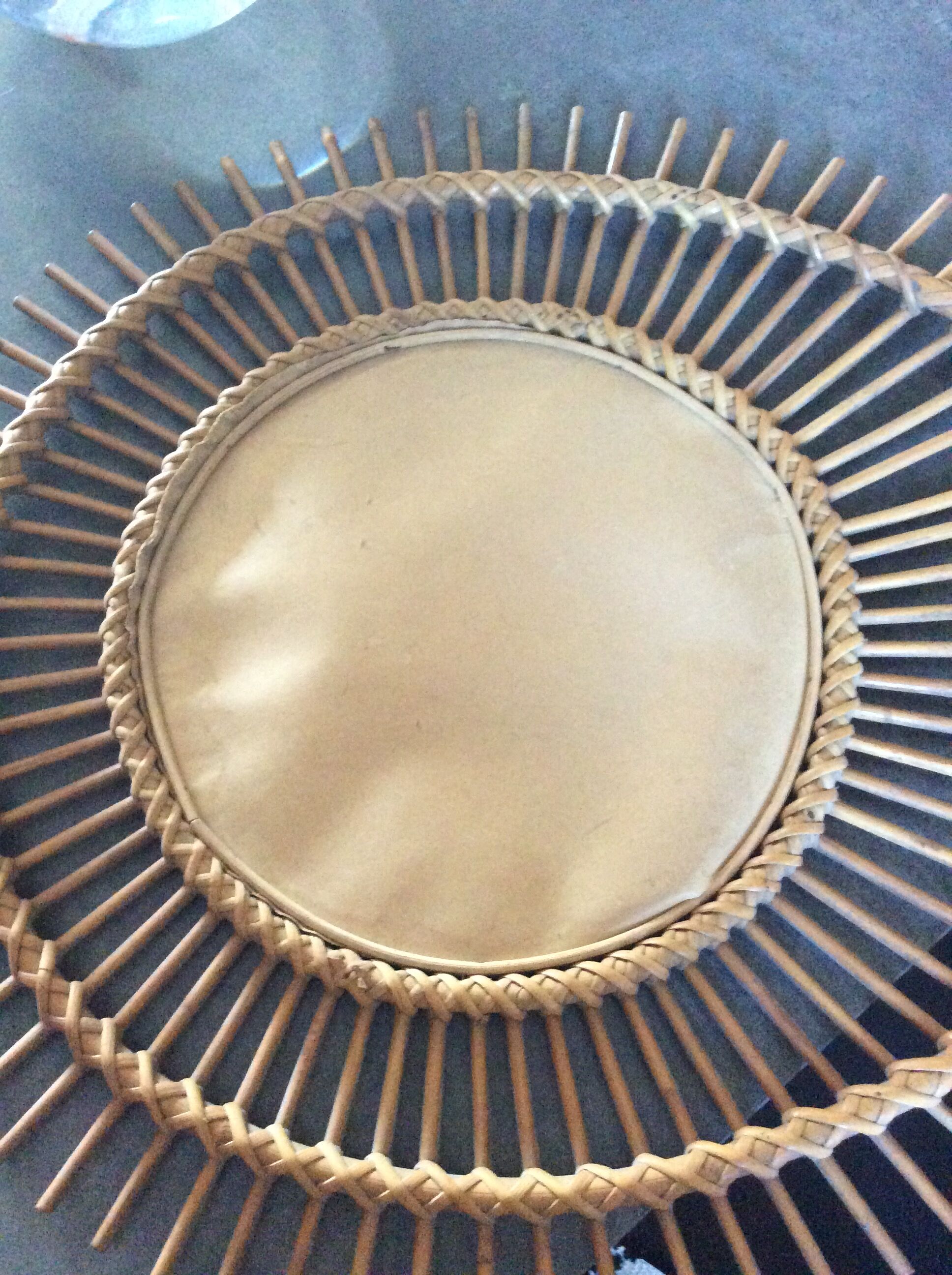 Rattan free-form mirror from the 50s and 60s