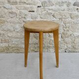 Solid wood stool from the 50s