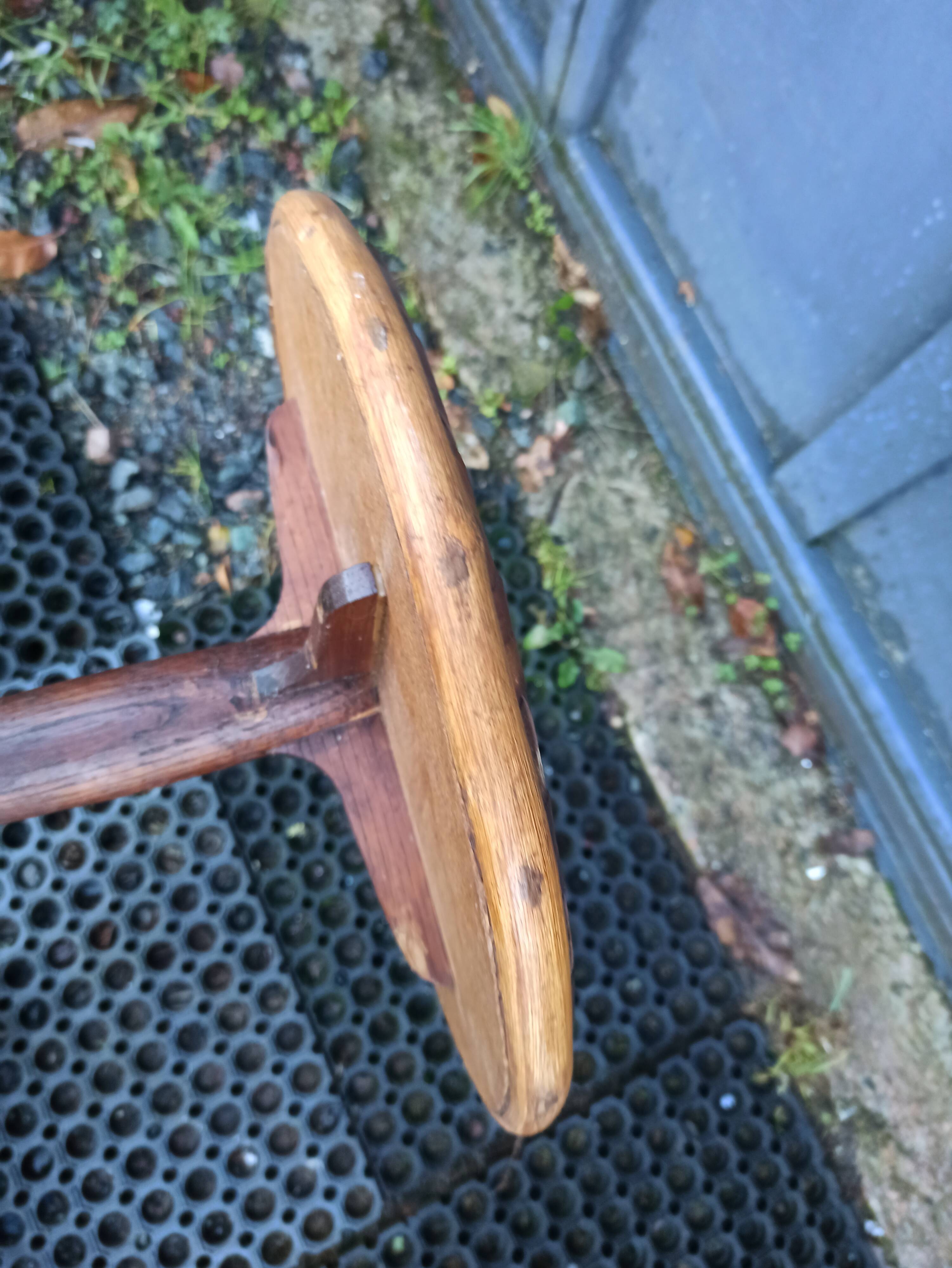 Braided chestnut harness small round side table on console tripod