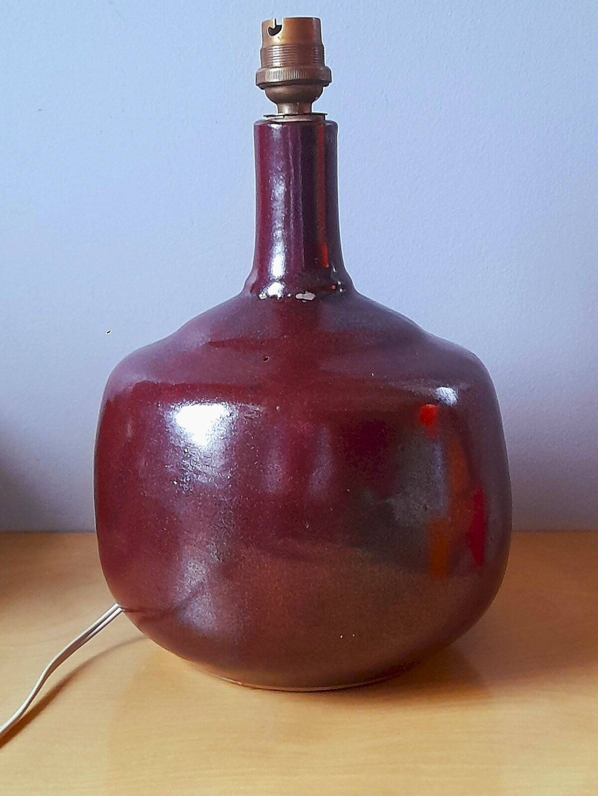 Glazed ceramic lamp 1960 Scandinavian
