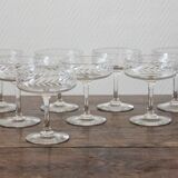 8 glasses of engraved crystal champagne