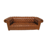 Sofa Chesterfield 3 seats patinated fawn leather