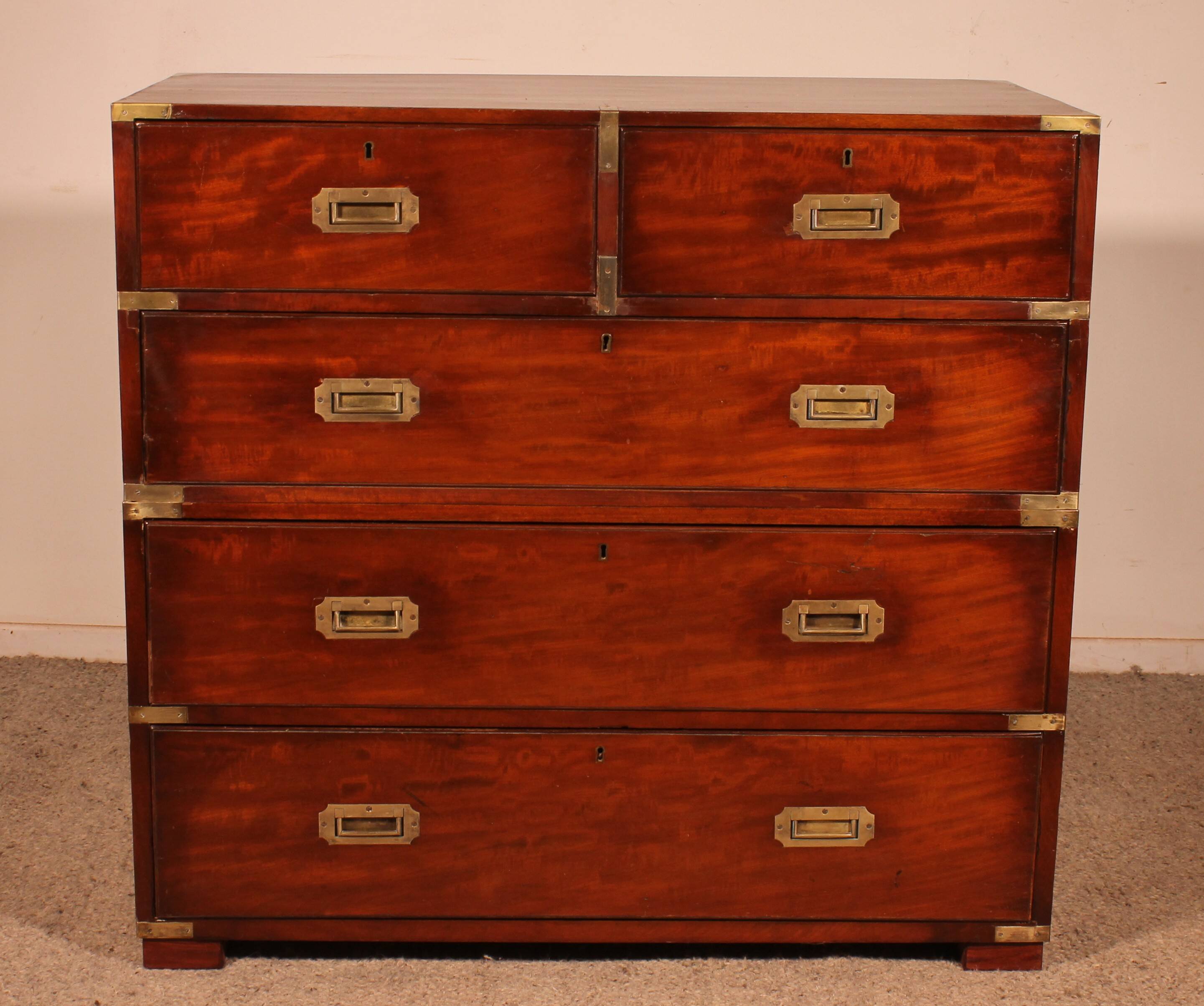 Mahogany Military or Naval Chest of Drawers - 19th Century