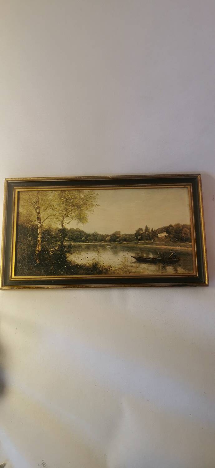 Painting "The Pond of Ville D'Avray" (19th) reproduction Jean Baptiste Corot