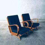 Mid-Century Modern Bentwood Lounge Chairs, Belgium, 1950s, Set of 2