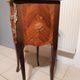 Louis XV style console bedside, curved faces, mahogany and rosewood marquetry decorated with flowers