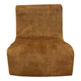 1970s chaise lounge reupholstered in cognac velvet