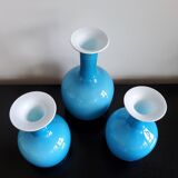 Set of 3 Opal Blue Glass 'Carnaby' Vases by Per Lütken for Holmegaard