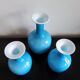 Set of 3 Opal Blue Glass 'Carnaby' Vases by Per Lütken for Holmegaard
