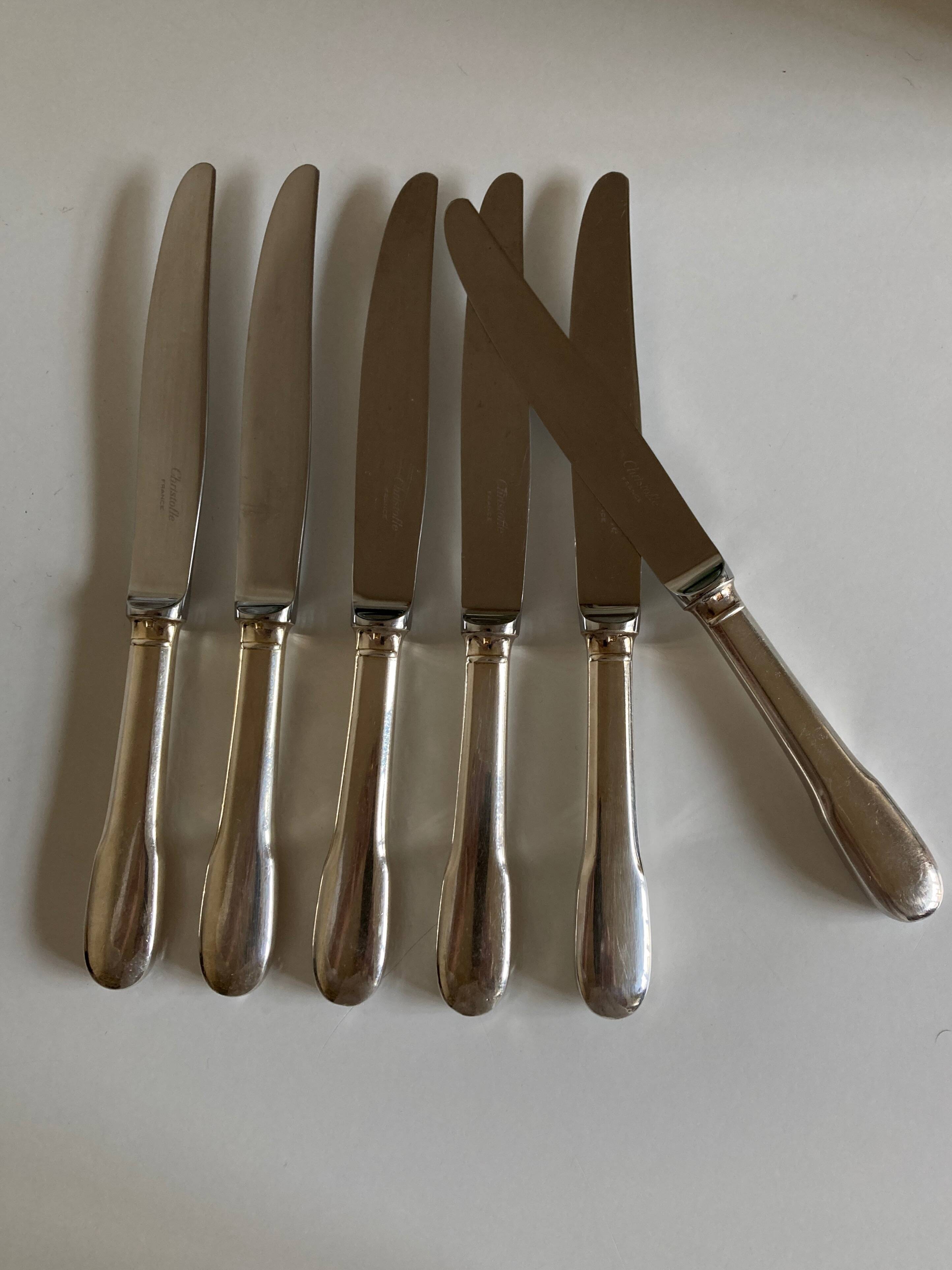 Set of 6 Cluny Vieux Paris knives Christofle