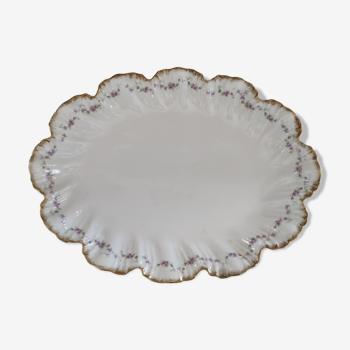 Plat ovale creux en porcelaine de limoges décor or 1890-1900 a lanternier france