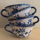 4 tasses à café en porcelaine Paul Gouazé, Martres Tolosane, croix occitane, 1920