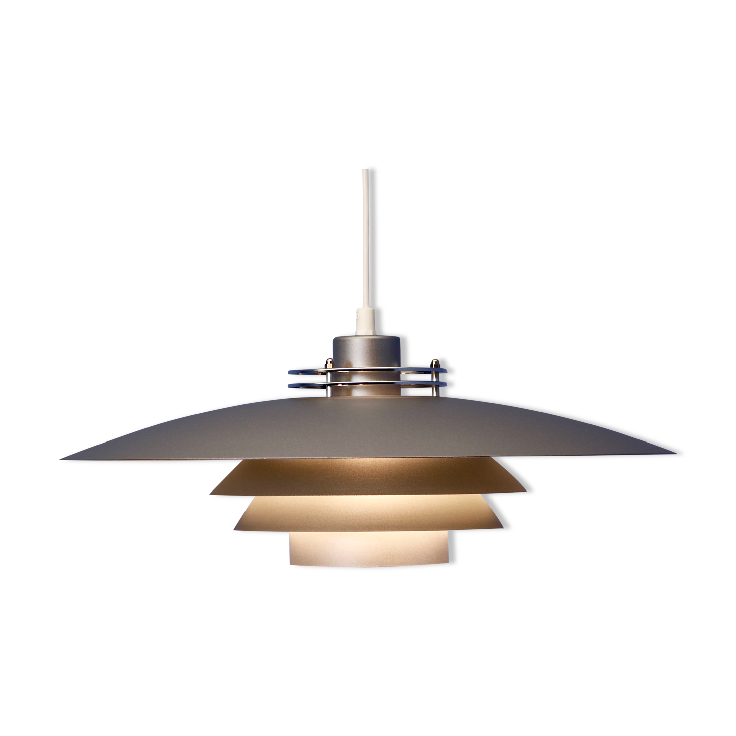 Danish XL hanging lamp in grey, 1970s