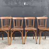 Set of 4 curved wooden bistro chairs