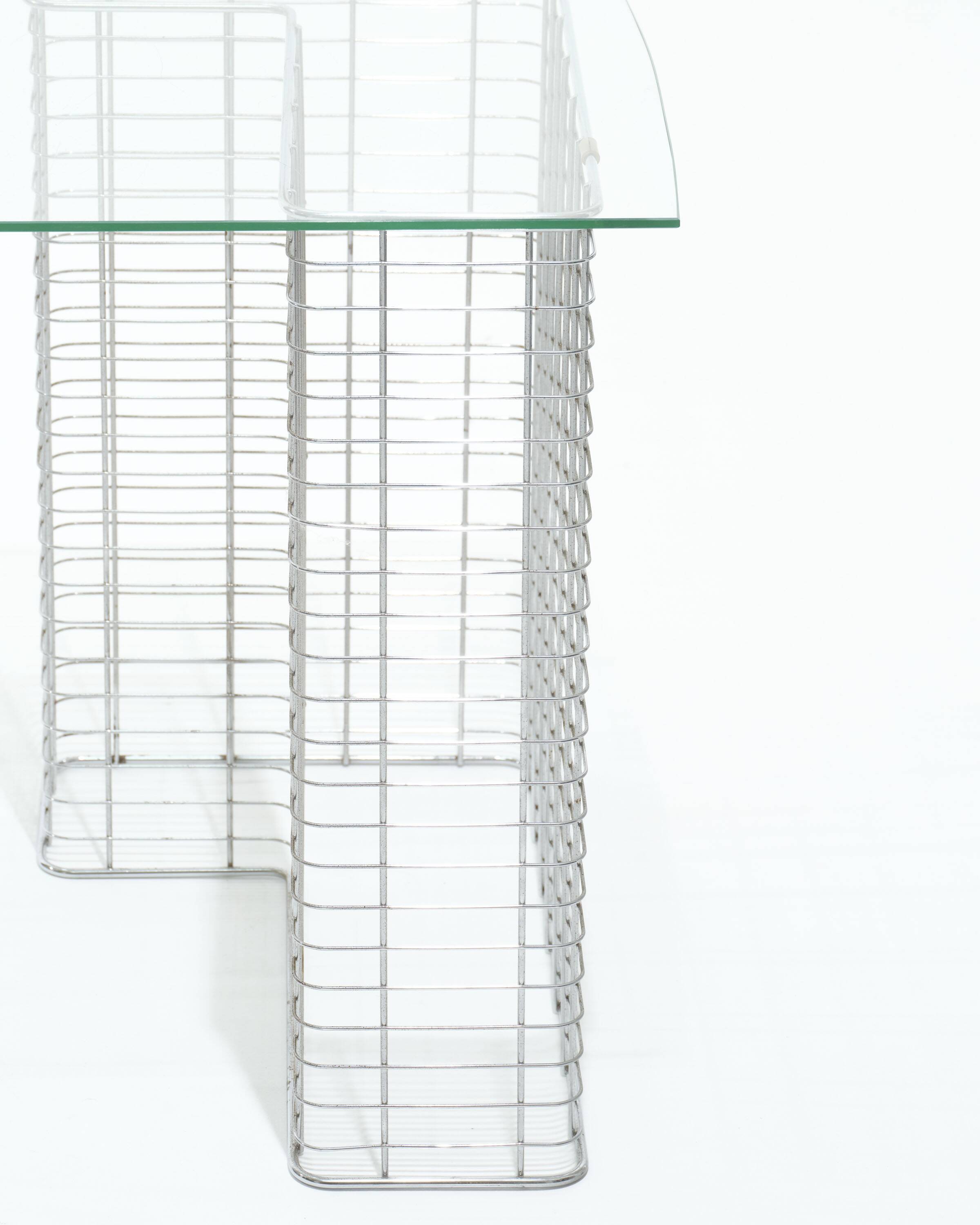 Wire glass and metal desk, terence conran, 1980s